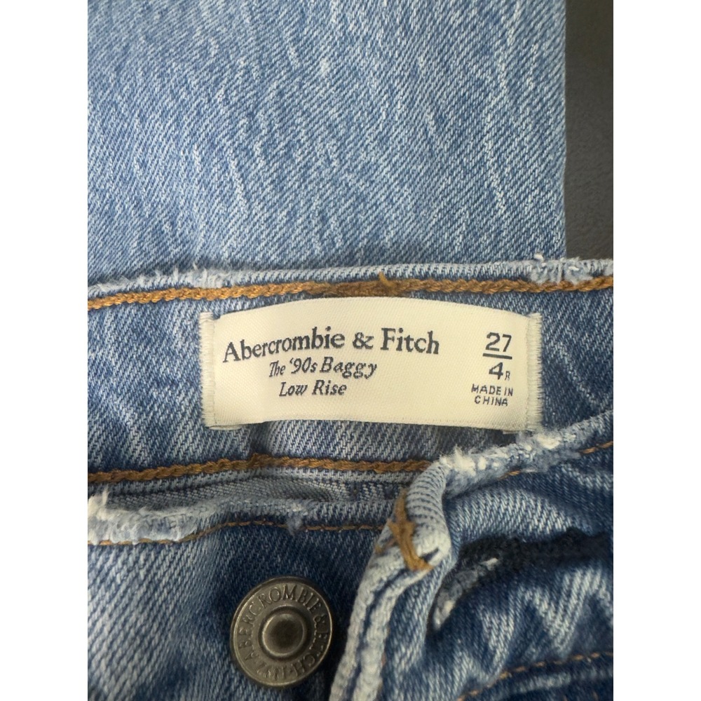 Abercrombie & Fitch 90s Baggy Low Rise Jeans Womens 27 Blue Distressed Grunge - Picture 9 of 9